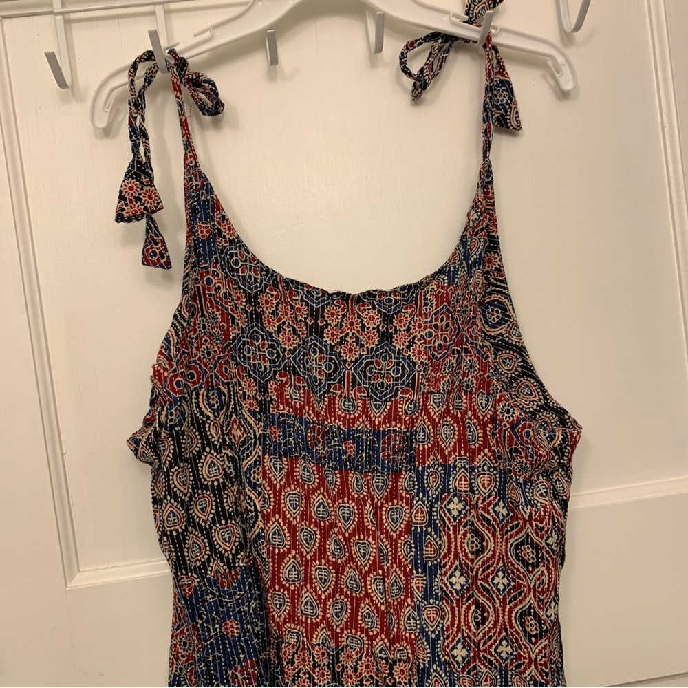 Sleeveless Midi Dress in Navy, Red & Cream - Picture 6 of 8
